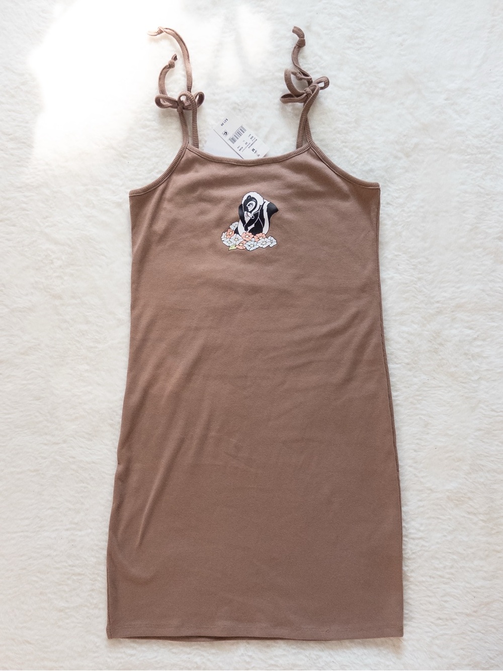 NWT Disney Thumper Bambi Ribbed Mini Dress Brown Medium - Picture 8 of 10